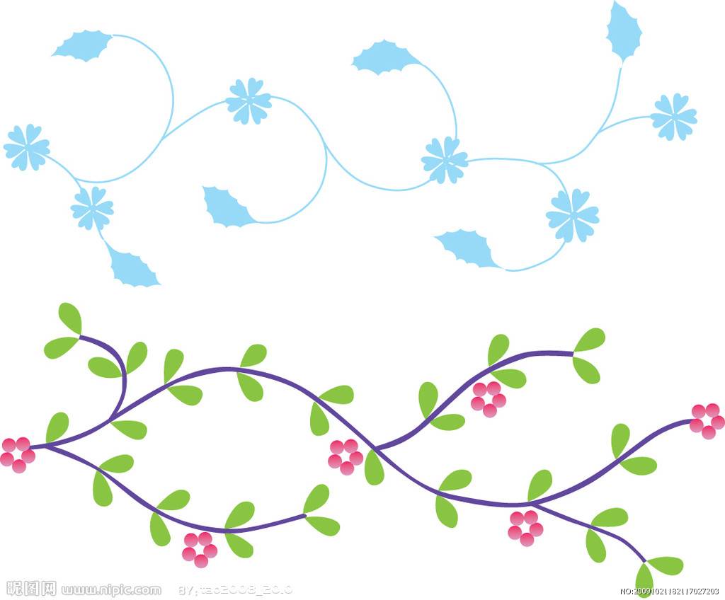 花草手绘卡通装饰五彩边框夏天植物绿色多彩图片素材免费下载 - 觅知网