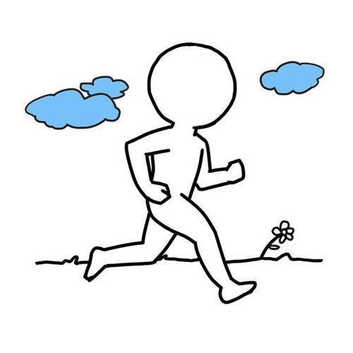 一个人跑步简笔画图片