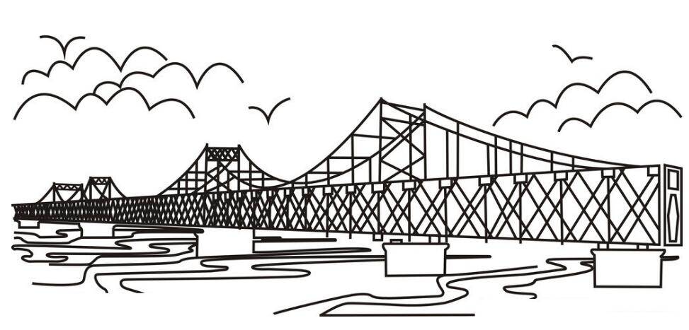 桥的简笔画 风景图片