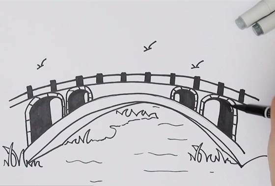 桥简笔画 手绘图片