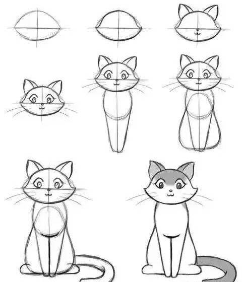 侧站着的猫简笔画图片