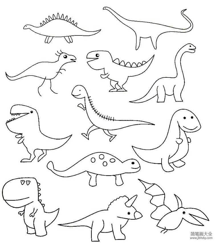 恐龙简笔画可爱 简单图片