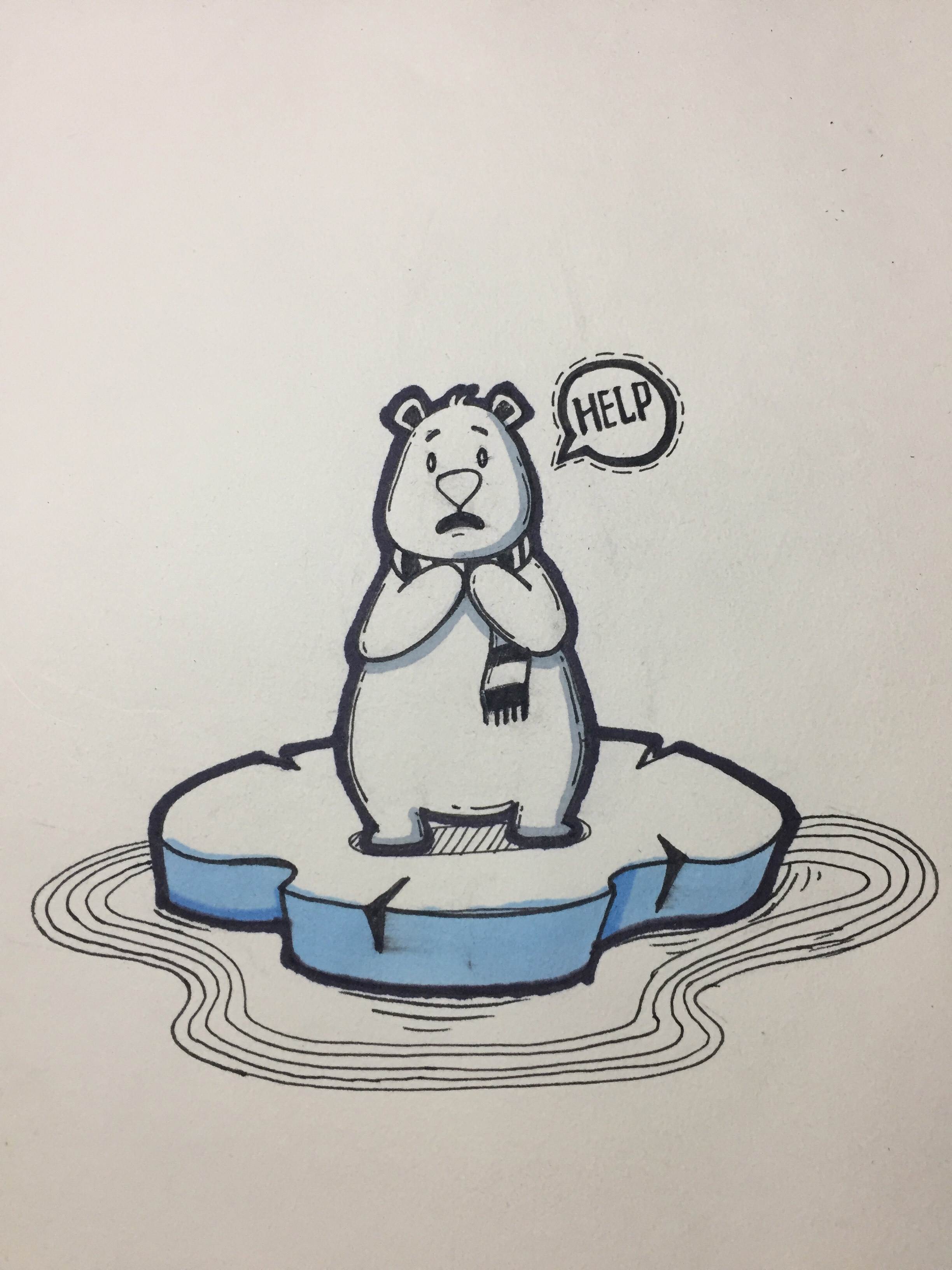 北极熊冬眠简笔画图片