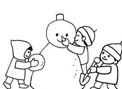 小孩堆雪人简笔画图片图片