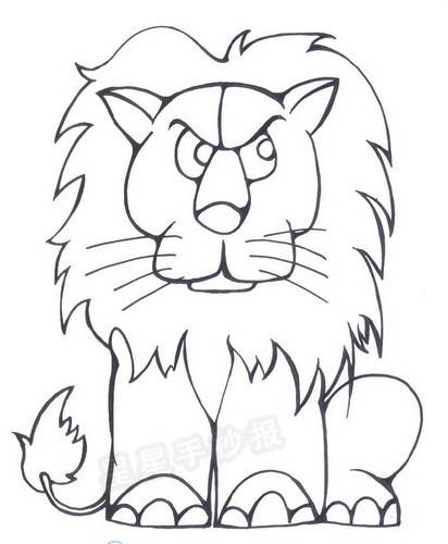 狮子的简笔画华表柱上的石狮子的简笔画