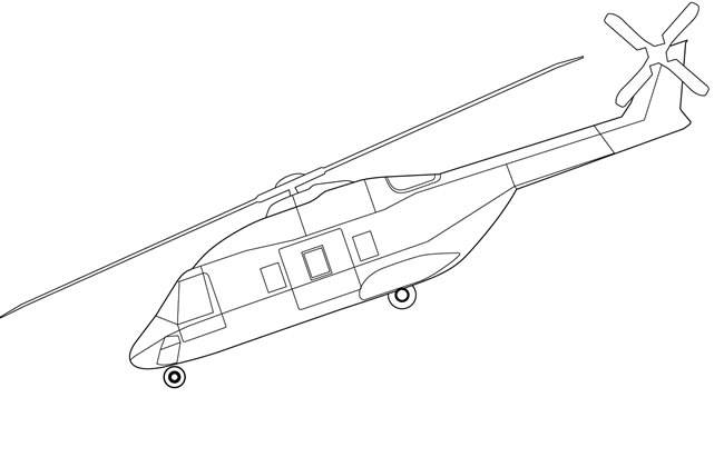 武装直升机简笔画侧面图片