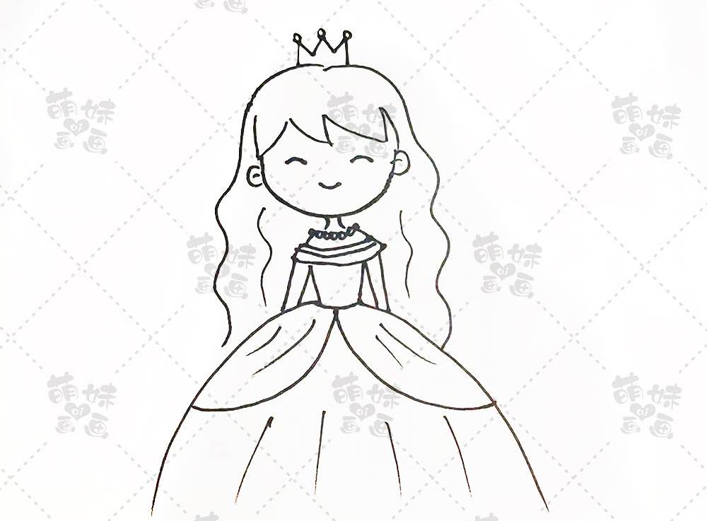 长发公主简笔画图片大全漂亮可爱)公主简笔画的画法步骤可爱公主简笔