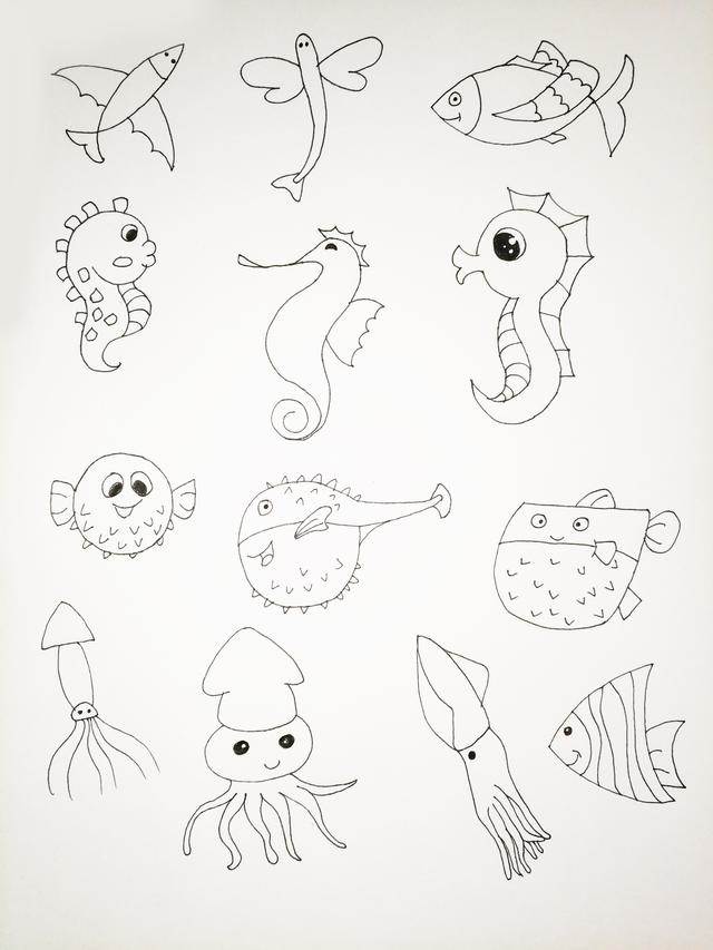 各种鱼简笔画简单图片
