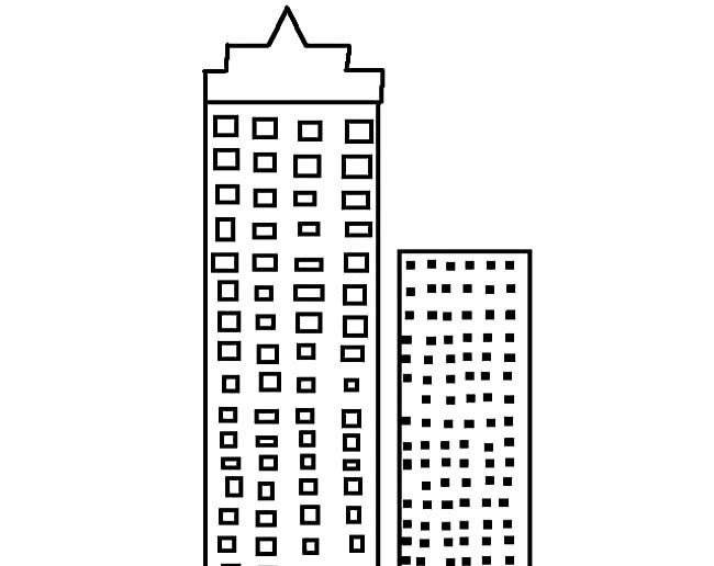 高楼大厦简笔画 黑白图片