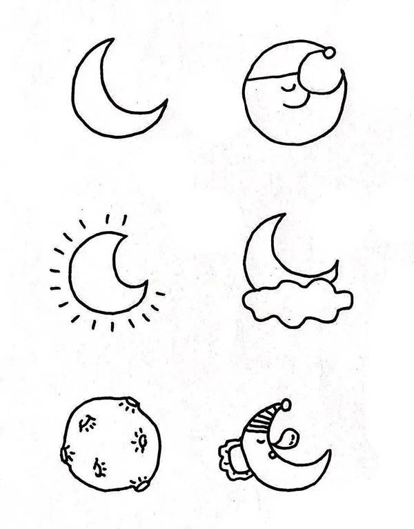 圆月亮简笔画 简单图片