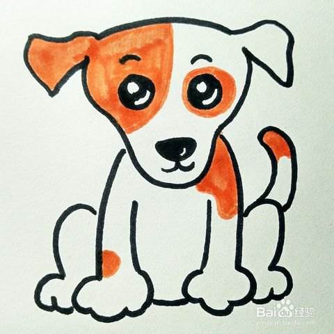 小狗简笔画彩色 小狗简笔画彩色可爱 卡通