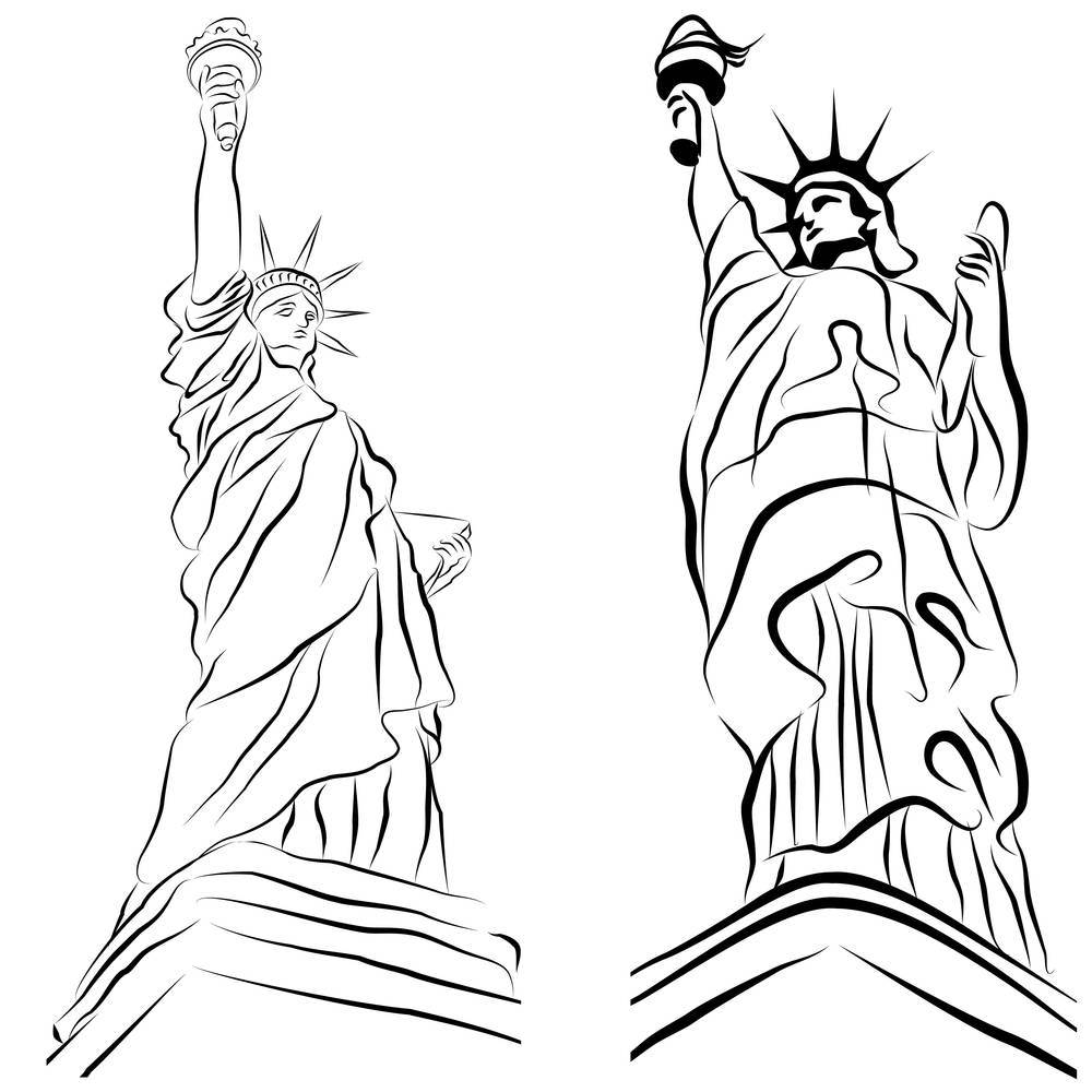 美国自由女神像简笔画图片