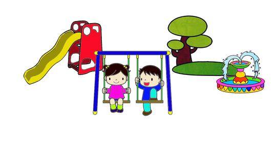 公园简笔画彩色幼儿园图片
