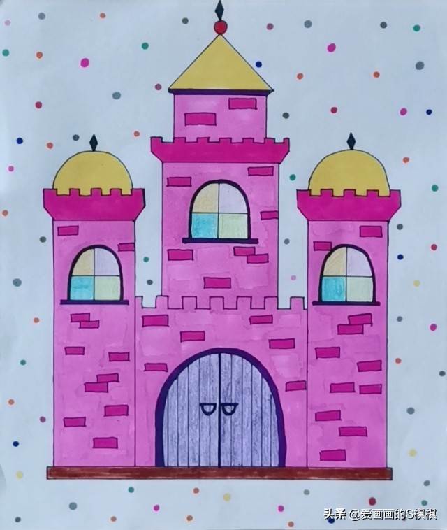 迪士尼城堡简笔画彩色图片