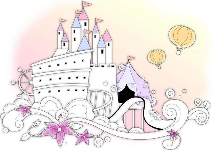 迪士尼城堡简笔画彩色图片