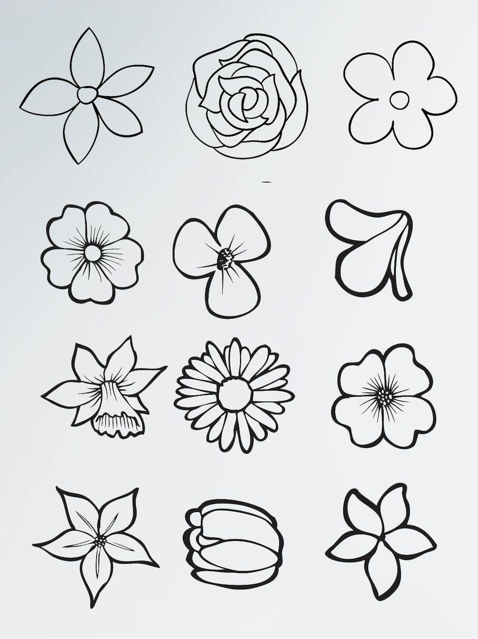 对称花卉图案简笔画图片