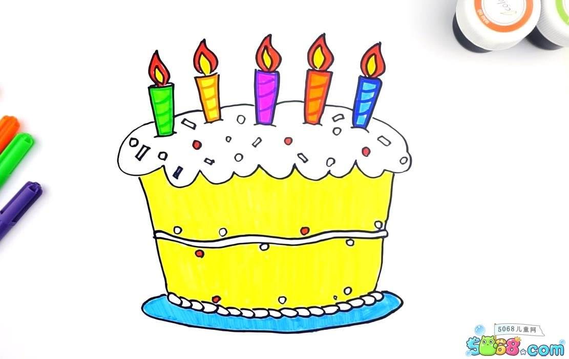 生日蛋糕的画法图片素描