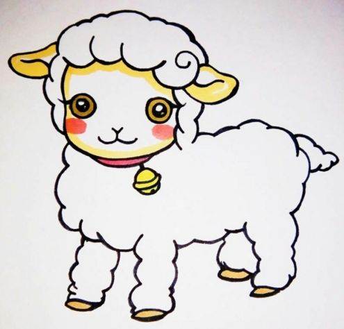 儿童小羊简笔画带颜色图片
