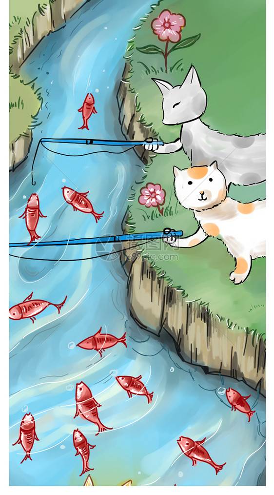 小猫钓鱼故事插图8张图片