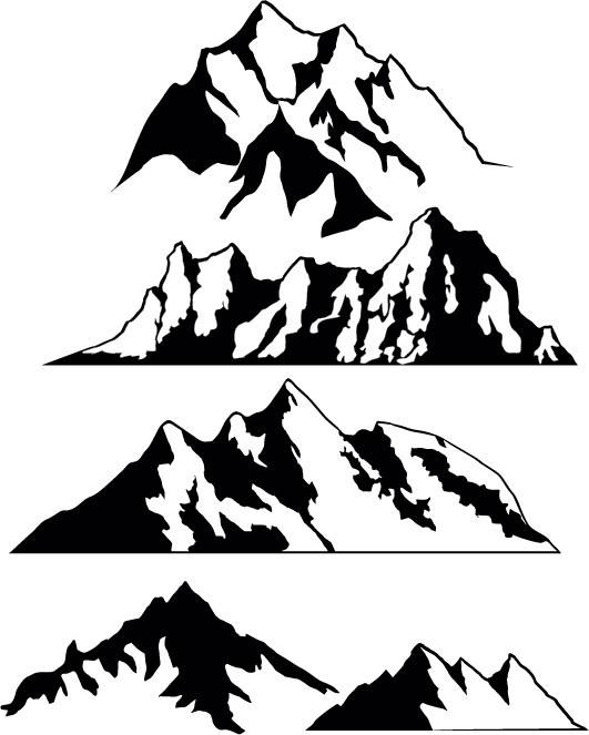 雪山画简单图片
