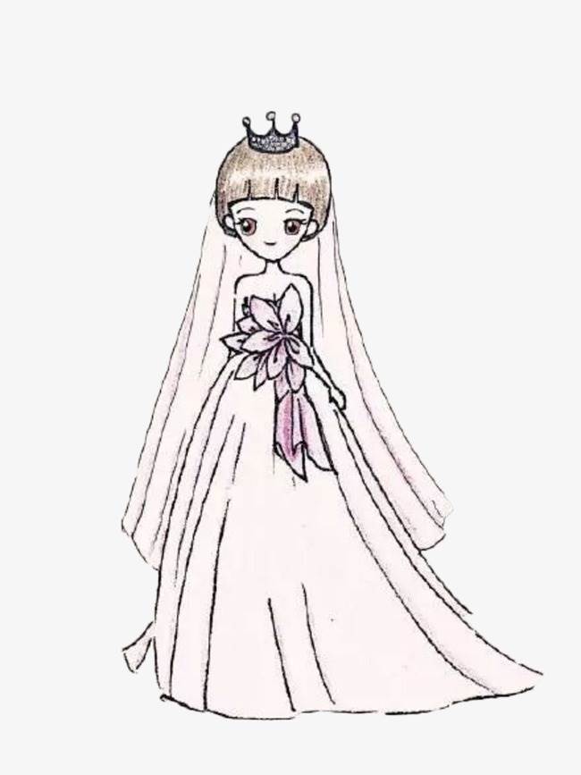 中式新娘简笔画图片