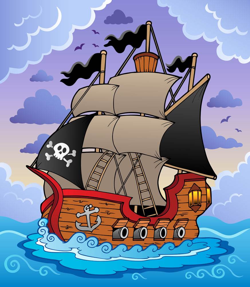 画海盗船简笔画图片