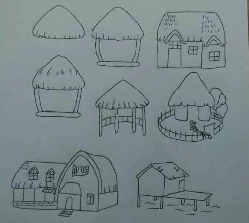 房子简笔画简单稻草图片