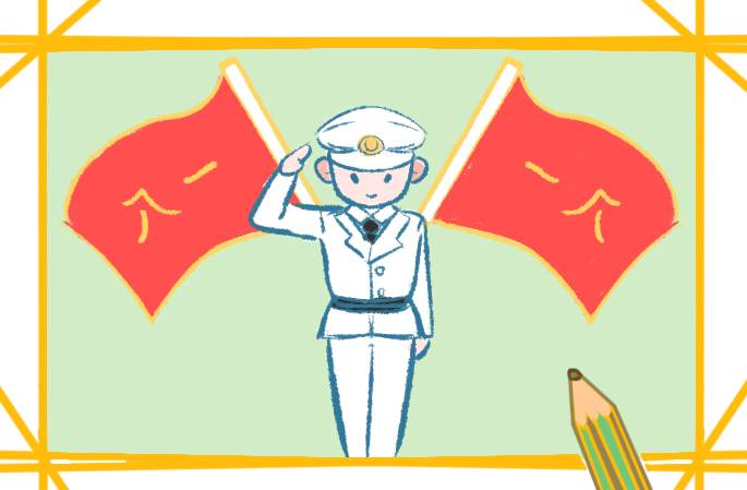 海军简笔画 卡通图片