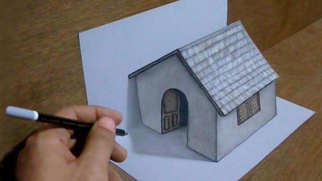 立体画房子简单图片