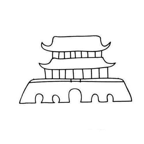 荆州城墙简笔画图片