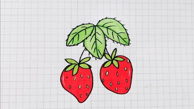 一半草莓怎么画图片