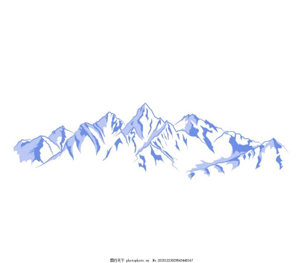 雪山画 简单图片