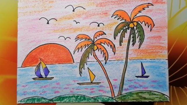 儿童海边风景简笔画图片