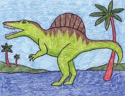 食肉恐龙简笔画 棘龙图片