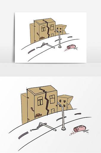 地震简笔画卡通图片