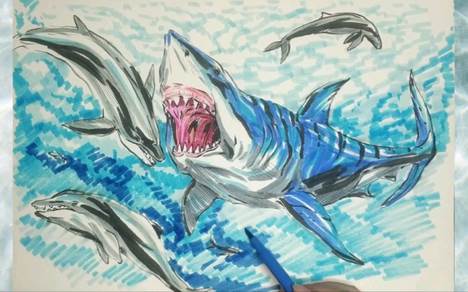 巨齿鲨怎么画可怕画法图片