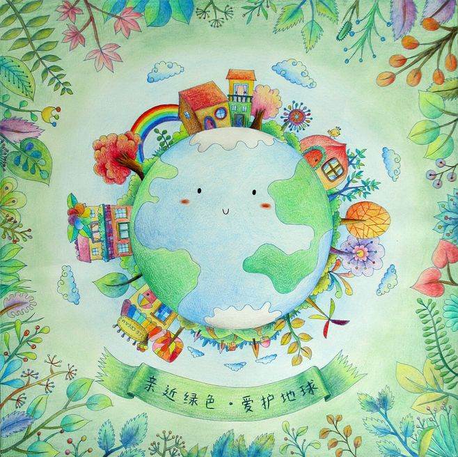 地球画 世界地球日主题儿童简笔画图片