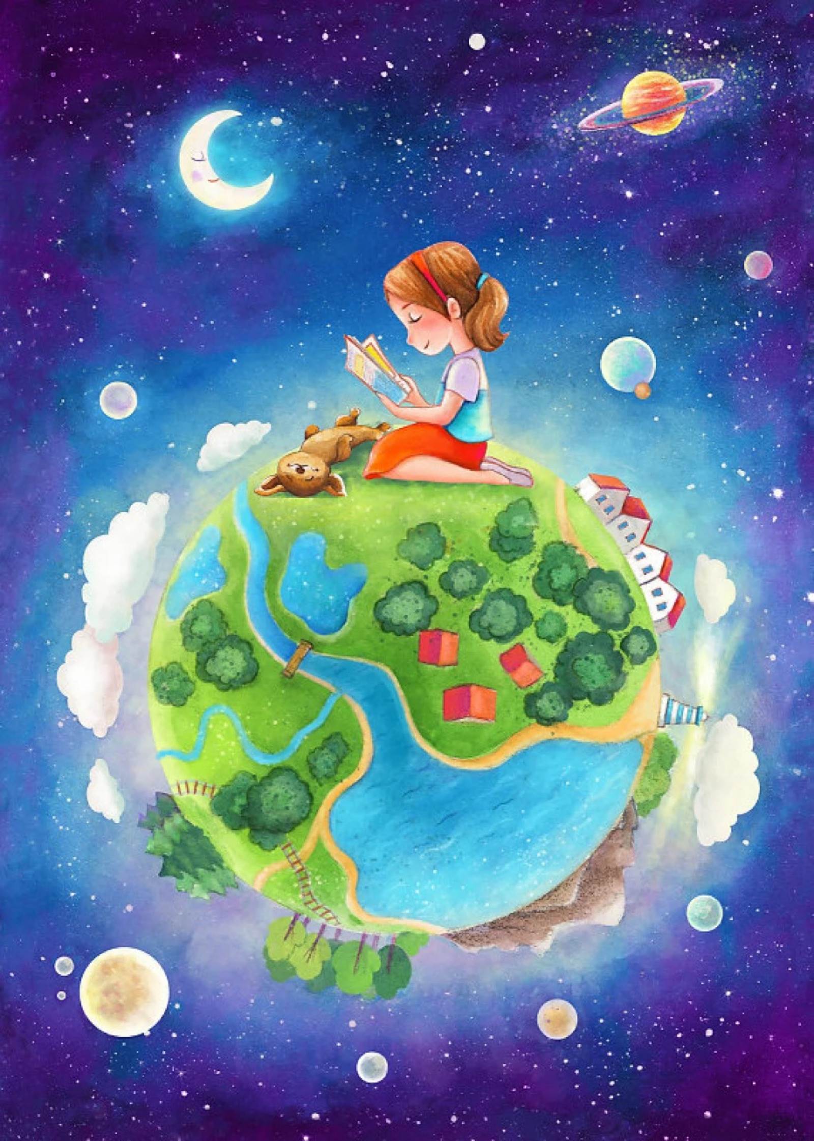 世界地球日儿童画公益作品 - 毛毛简笔画
