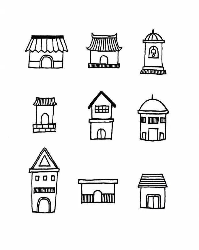 中国古代房子简笔画图片