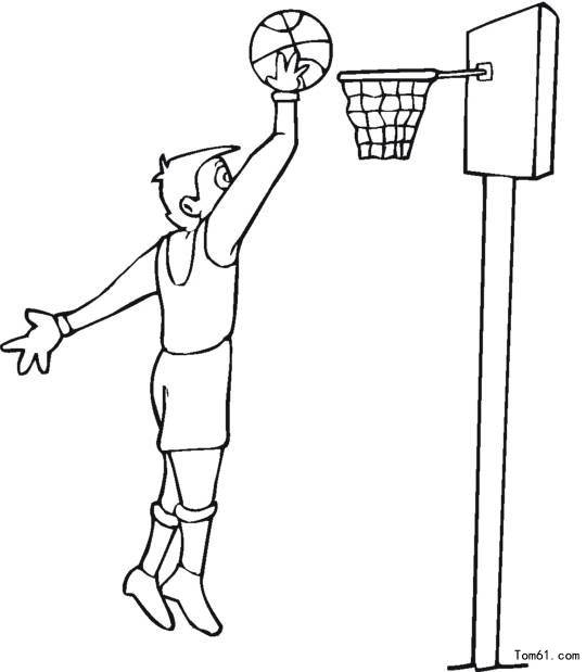 抱着篮球的男生简笔画图片