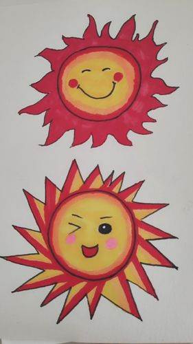 太阳简笔画彩色幼儿园图片