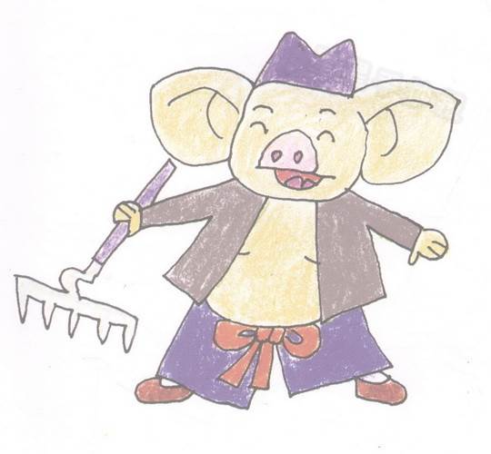 猪八戒卡通简笔画涂色图片