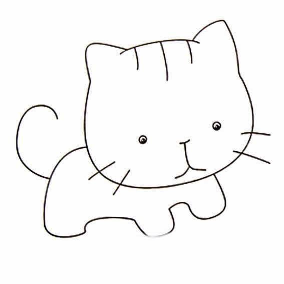 小花猫简笔画小动物图片
