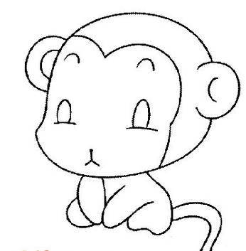 小猴简笔画黑白图片
