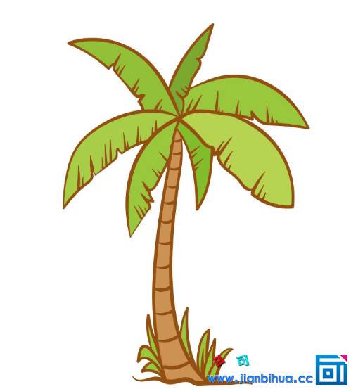 沙滩简笔画椰子树图片
