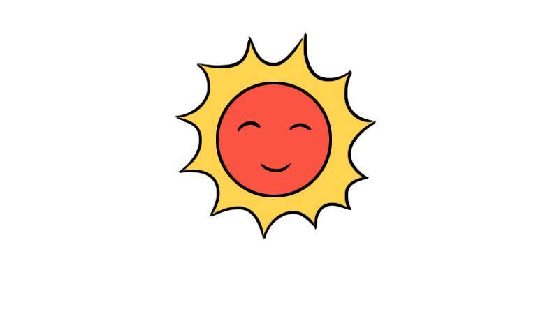 太阳简笔画彩色幼儿园图片