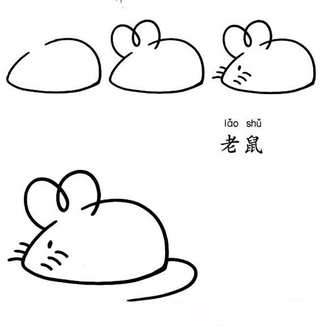 生肖鼠简笔画可爱图片