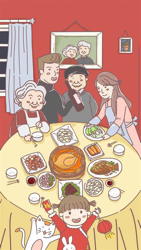 年夜饭大餐简笔画图片