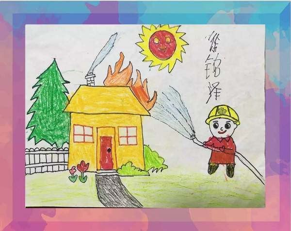 消防员图片儿童画 儿童消防绘画