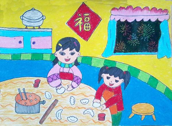 春节画 一等奖 儿童画图片